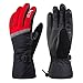 MCTi Ski Gloves,Winter Waterproof Snowboard Snow 3M Thinsulate Warm Touchscreen Cold Weather Women Gloves Wrist Leashes Red Medium