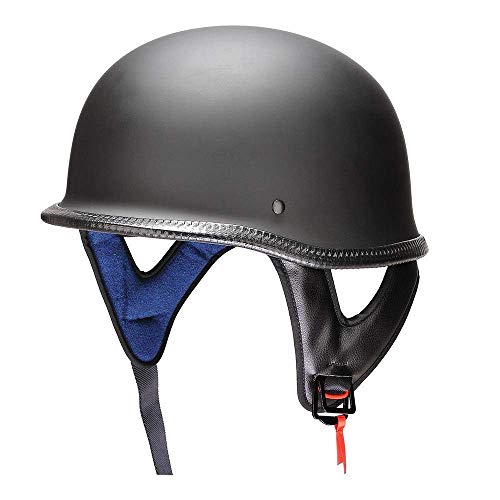 LeeMas Inc Motorcycle Chopper Helmet Half Face German Style DOT Approved Skull Cap Open Face Cruiser Chopper Biker Black Size L