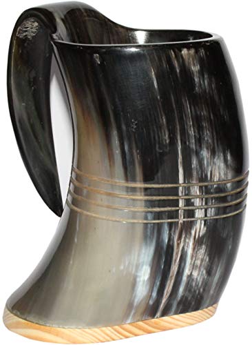 Maximus International - The Original Handcrafted Authentic Viking Drinking Horn Tankard for Beer, Mead, Ale – Medieval Inspired Stein Mug wood Bottom and Ring – Food Safe Vessel With burlap sack. - Thumbnail 2