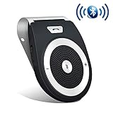Aigital Bluetooth Hands Free Car Kit Speakerphone Wireless in-Car Speaker Motion AUTO Power ON Sun Visor Audio Receiver Adapter HD Sound for Hands Free Calling Music Player GPS Navigation - Black