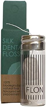 FLON Natural Silk Dental Floss Peace Silk Mint 30m in Glass Dispenser view 6