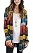 ECOWISH Womens Cardigans Striped Long Sleeve Open Front Stitching Casual Kimono Cardigans Red S