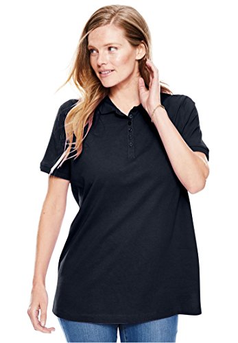 Women's Plus Size Top, Perfect Polo Short-Sleeve T-Shirt Navy,1X