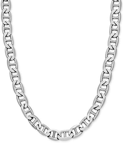 Savlano 925 Sterling Silver 9mm Italian Solid Flat Mariner Link