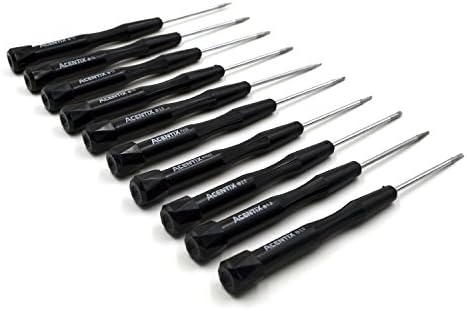 Acentix - Set of 10 Screwdrivers for Apple iPhone Macbook Pro, Air Retina - Star 0.8 mm, 1.2 mm &amp; 1.5 mm, T3, T4, T5, PH00, PH000 Phillips, 2.0 Flat, 2.5mm Tri Wing Screwdrivers