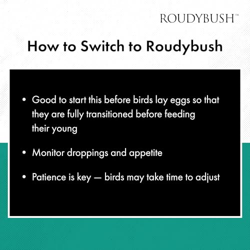 ROUDYBUSH LOW FAT FOOD FOR ADULT BIRDS & CHICKS – SCIENTIFICALLY FORMULATED BIRD FEED – BIRD FOOD PELLETS W/CORN, WHEAT, SOY & MORE – NUTRITIOUS & HEALTHY FEED FOR BIRDS (MEDIUM, 44OZ)