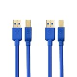Cable Matters 2 Pack, SuperSpeed USB 3.0 Type A to B Cable in Blue 3 Feet