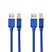 Cable Matters 2-Pack 5Gbps USB 3.0 Cable - 3ft, Short USB A to B Cable, USB3 Cord with Type-B 3.0 Connector for Hard Drive Enclosure/Built-in Hub and More, Blue