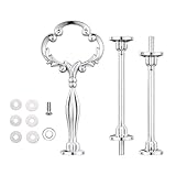 Sumnacon 3-Tier Vintage Plates Stand Holder，Silver Stainless Steel Porcelain Cake Stand/ Cupcake Stand/ Dessert Stand/ Tea Party Pastry Serving Plate Centre Handle for Wedding Home Party Buffet (1)