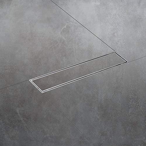 SaniteModar Linear Shower Drain 12 inch with Tiled Stealth and 304 Stainless Steel Brushed Polished 2 in 1 Panels.Tile Insert Shower Drain is Equipped Adjustable Feet,Hair Filters&hellip;