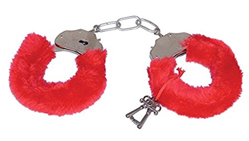 Baonmy Fashion Party Cuffs Furry Fuzzy Handcuffs for Wrist (Red)