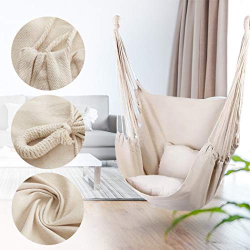 image for hatisan Hammock Chair Hanging Rope Swing Seat for Indoor Outdoor, Stur
