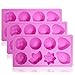 3 Pcs Floral Leaf Silicone Molds, FineGood 8-Cavity Cake Chocolate Pudding Jelly Soap Muffin Trays for Kitchen Baking Decoration - Pink
