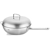 Fissler Original-Profi Collection Stainless Steel 12.6 Inch, 6.7 Quart Multi Ply Wok with High Dome Metal Lid