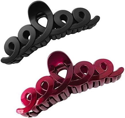 Zhooch Hair Claw Clip -Twist & Swirl. Hair Jaw, Butterfly Hair Clip with Inner teeth, Premium quality, Painted Strong Hold Spring, for Thick Hair, Medium Hair. (Black Matte & Burgundy)
