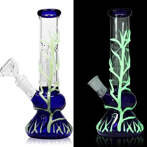 JIAJU 12 Inch Luminous Glass Art Home Decoration Vase, Water Bottle Design-Glow in The Dark
