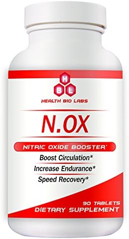 N.OX - Nitric Oxide Booster Supplement - Premium Muscle Building, Mood Enhancing, Stamina and Recovery Improvement &amp; Greater Circulation-L-Arginine, Vitamin C, Garlic Seed, Pine Bark