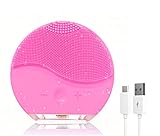 Facial Cleansing Brush, Gentle Exfoliating and Sonic Face Brushes, Electric Cleanser Brush Silicone for Deep Cleaning, Removing Blackhead and Massage(Pink)