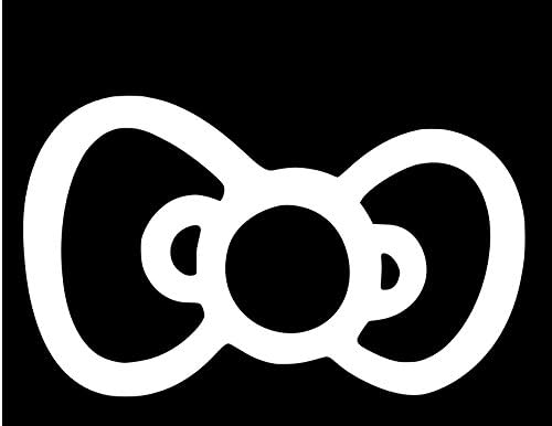 Hello Kitty Bow Vinyl Sticker Decal (4" x 2", White)