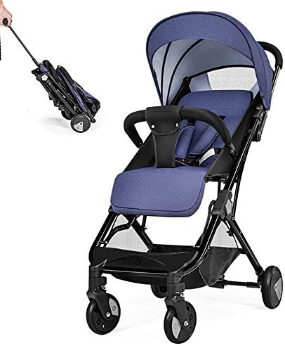 Airplane Stroller for Baby Infant Toddler, Lightweight Compact Travel Stroller/Pram/Pushchair up to 3 Years Old-Stable Stroller Frame with Basket Organizer, Adjustable 5-Point Safety Harness, Blue