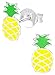 Hypoallergenic Sterling Silver Tropical Beach Vacation Earrings for Kids - Pineapple Yellow