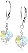 Amazon Collection Sterling Silver Swarovski Elements Aurora Borealis Heart-Shape Drop Earrings
