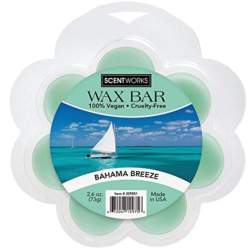 Scentworks Bahama Breeze Wax Bar, Wickless Candle Tart Warmer Wax, 100% Vegan and Cruelty-Free, 2.6 Ounce Bar White