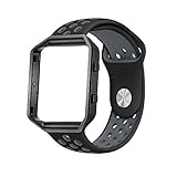 LoveBlue for Fitbit Blaze Band,Fitbit Blaze Sports Silicone Bracelet Strap Wristband Replacement Band Watchband with Frame for Fitbit Blaze (Black&Grey+Black Frame-Large)