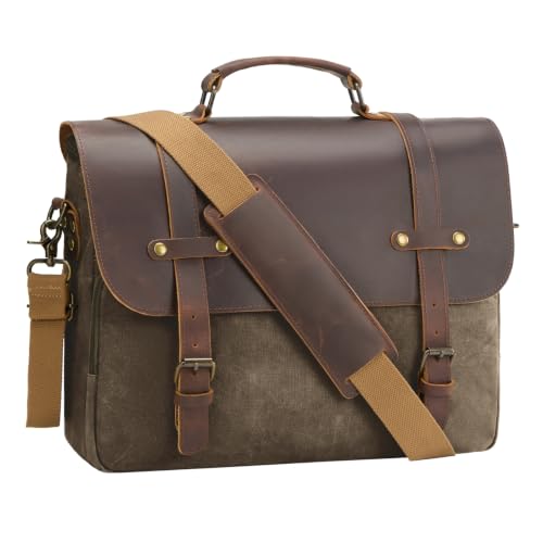 Men's Messenger Bag Waxed Canvas Briefcase
