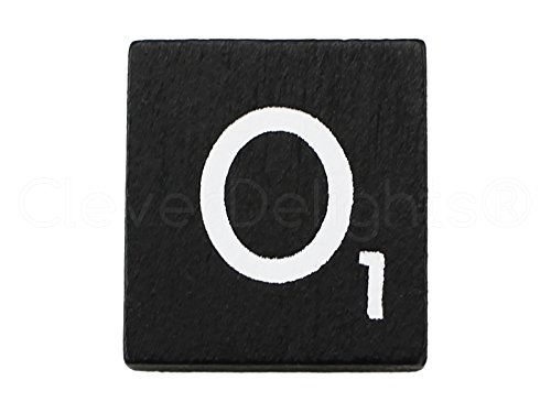 100 Wood Scrabble Tiles - Black Color - Complete Set - Game Replacement Crafts Weddings Scrapbooking