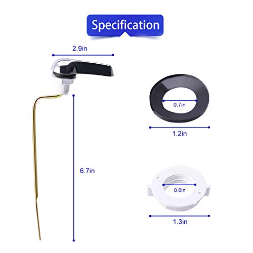 Toilet Tank Lever,Toilet Flush Lever Handle,Universal Side Mount Toilet Lever Handle with Metal Nut Lock,Fits Most Toilets