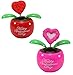 Lovers Gift Set of 2 ~ 1 Red Heart in Red Pot + 1 Pink Heart in Pink Pot Solar Toy Valentines Day Flowers Holiday Gift Home Decor Car Dashboard Office Desk Display US Seller