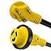 Leisure Cords Trailer dogbone Power Cord Plug Adapter 30 amp Male to 30 amp Female Locking Connector with LED Power Indicator