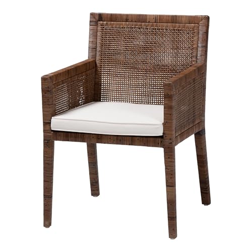 Bali & pari Karis Rattan Dining Chair with Cushion - Handwoven Wicker Armchair…