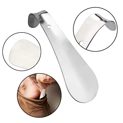 RAHATA 2 Pieces Short Metal Shoe Horn Stainless Steel Professional Shoe Horn
