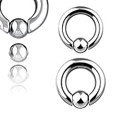 Pair of Spring Loaded Captive Bead Rings Helix Tragus Piercings Nipple Eyebrow Septum Circular Barbells Pierced Body Jewelry 316L Stainless Steel C265