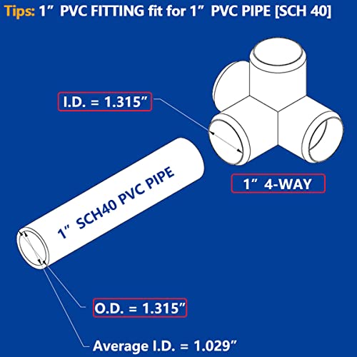 10Pack 4Way 1 inch PVC Fitting, PVC Elbow PVC Pipe Connectors Furniture Grade for DIY PVC