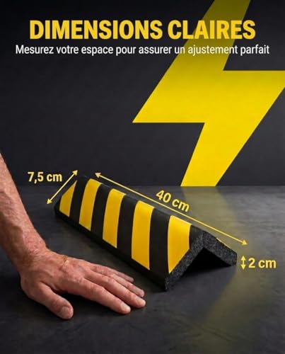NOOGUI - Foam Garage Protection - Columns and Walls - High Density Foam 2 cm - Reflective Adhesive Yellow and Black - 40 x 15 x 2 cm - Shockproof Interior Car Parking - 6 Pieces