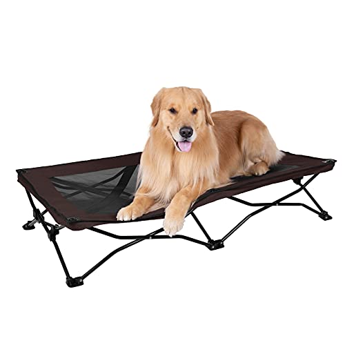 Veehoo Folding Elevated Dog Bed Portable Raised Dog Cot for Camping