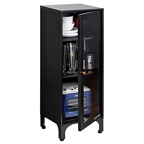 IRONMIX Home Storage with 2 Adjustable Shelves1 Acrylic Door with Alloy Handle