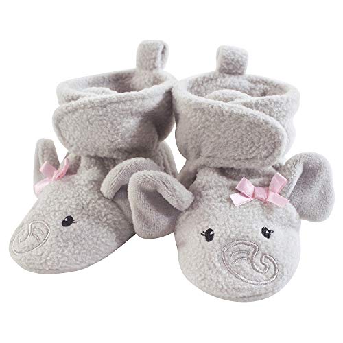 Hudson Baby Baby Cozy Fleece Booties with Non Skid Bottom, Pretty Elephant, 6-12 Months