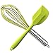 HauBee Silicone Whisk Set 600ºF Heat Resistant Non Stick Rubber Stainless Steel Seamless Design Baking Cooking Spatulas Tools (2 Pack,Green)