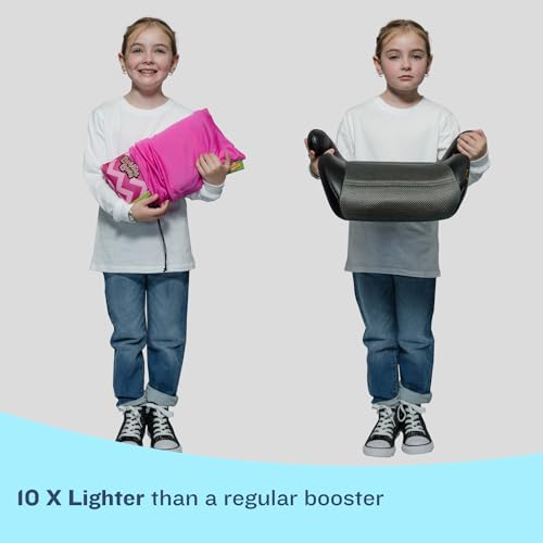 Bubblebum Booster Car Seat, Inflatable Booster Seat for Kids, Travel Carseat, Backless Portable Child Safety Seats for Car, Inflatable Seats for Cars 40-100 lbs, for 4 Year Old + Toddler, Kid - Pink