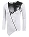 COOFANDY Men's Shirts Casual Zipper Shirt Irregular Long Sleeve T Shirts, St2-white, Small
