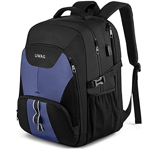 LIWAG Extra Groß Rucksack Herren 50L Wasserdicht 17 Zoll Laptoptasche Arbeit Laptop Rucksack mit USB Ladeanschluss Anti Diebstahl Business Reisen Schu