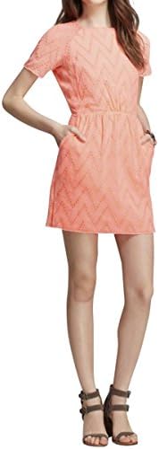 Doice Vita Womens Lace Overlay Short Sleeves Cocktail Dress Pink XS