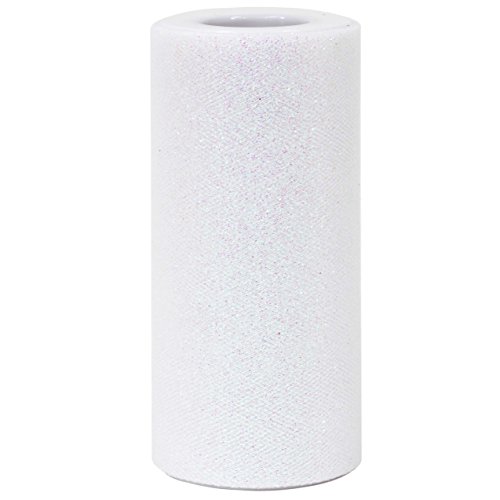 [ 6  x 25yd ] white glitter tulle rolls for party and craft (whit…