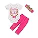 Baby Girls Deer Print White Romper+Long Pants+Headband 3Pcs Outfit Clothes Set (0-6 Months, A)