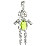 Sterling Silver Birthstone Charm August Baby Brat Boy Peridot Color Cubic Zirconia