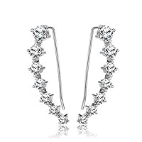 Ygoing 7 Crystal Ear Crawler Ear Cuffs Hypoallergenic Silver Simulated Diamond Earrings Climber Jackets